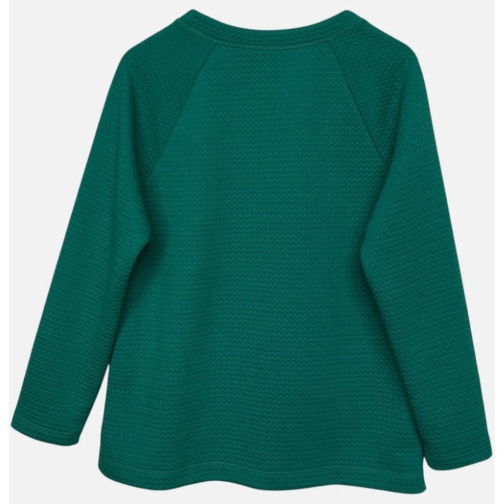T by Talbots Womens Emerald Green Quilted Chevron Side Zip Top Pullover Large - Picture 6 of 10